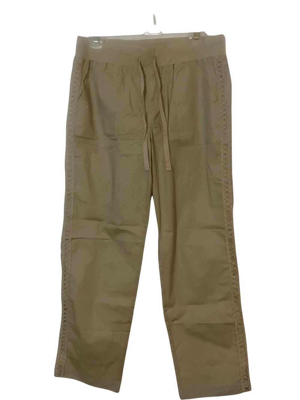 Relaxed Tan/Khaki Drawstring Women's Trousers with Side Lace